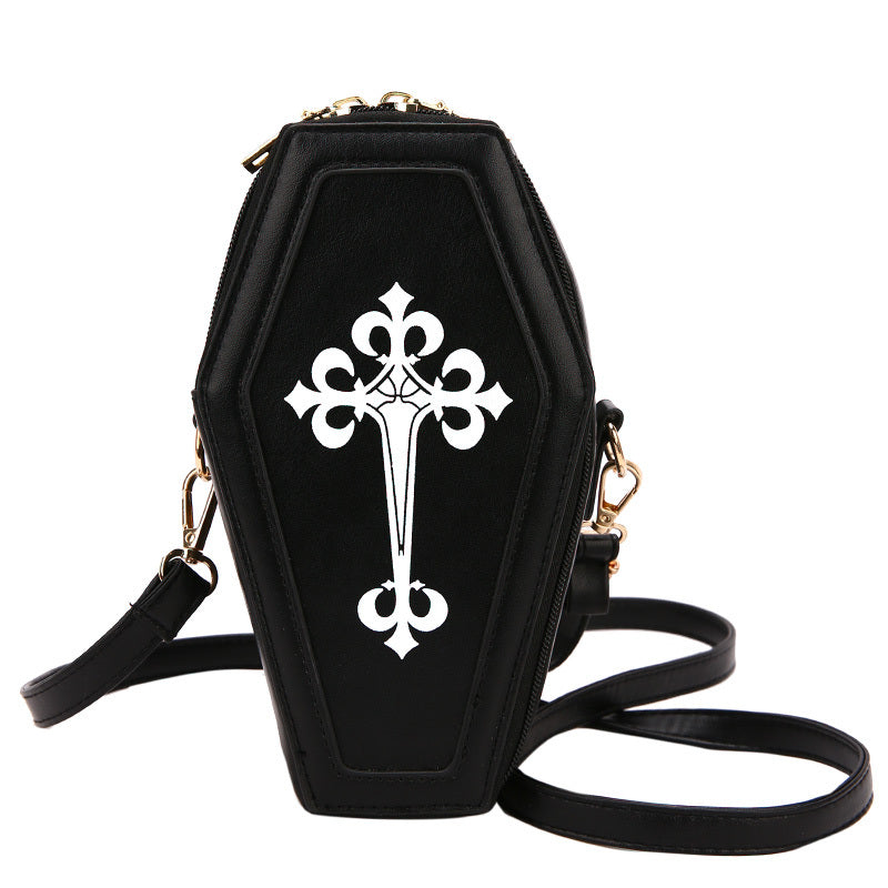 Coffin Shaped Leather Crossbody Bag Curious Things Black