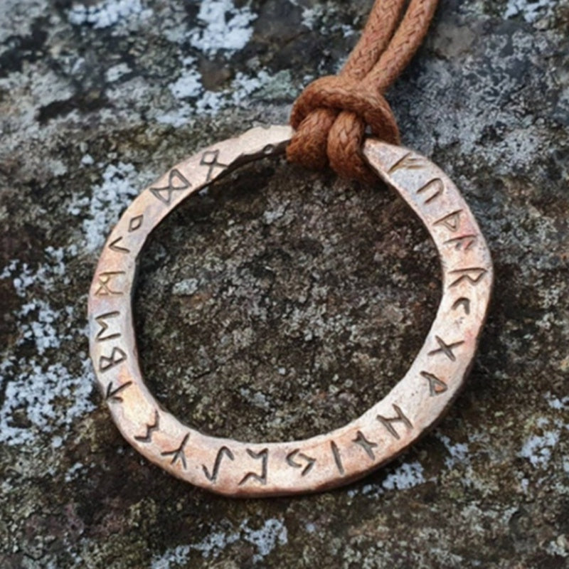 Rustic Pendant With The Elder Futhark Runes Curious Things