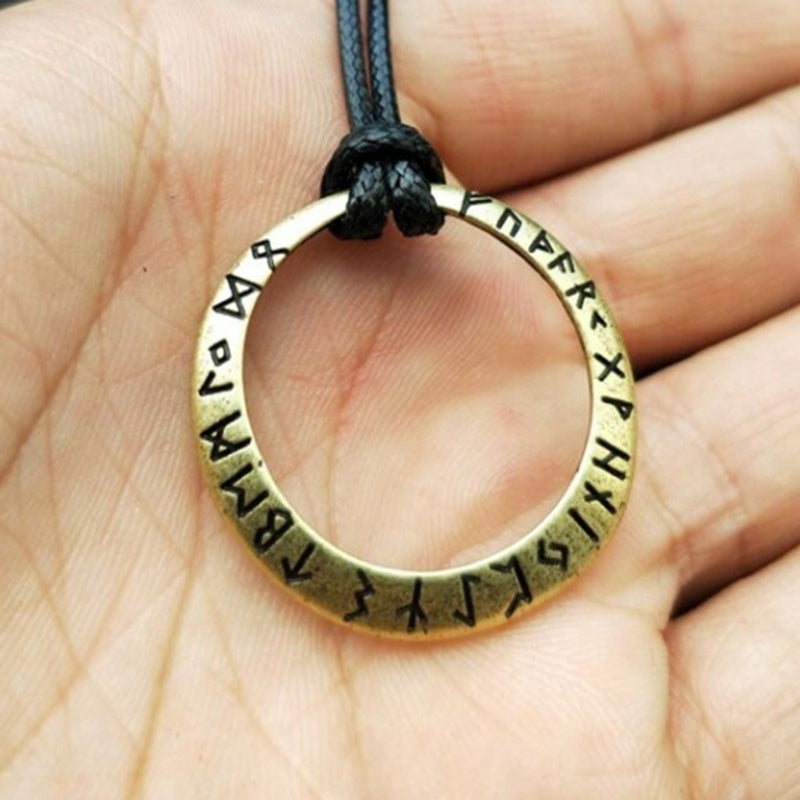 Rustic Pendant With The Elder Futhark Runes Curious Things