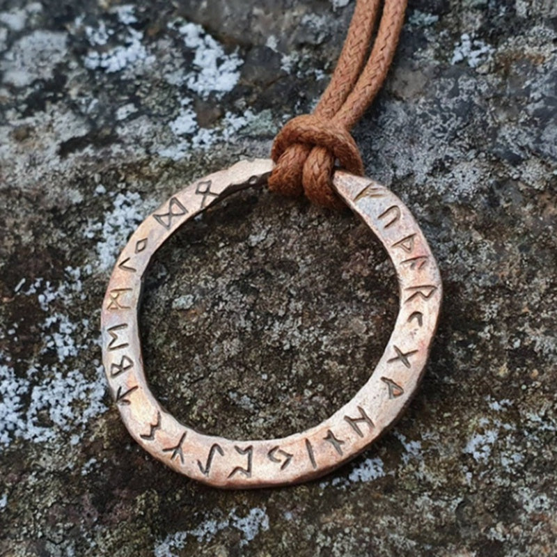 Rustic Pendant With The Elder Futhark Runes Curious Things