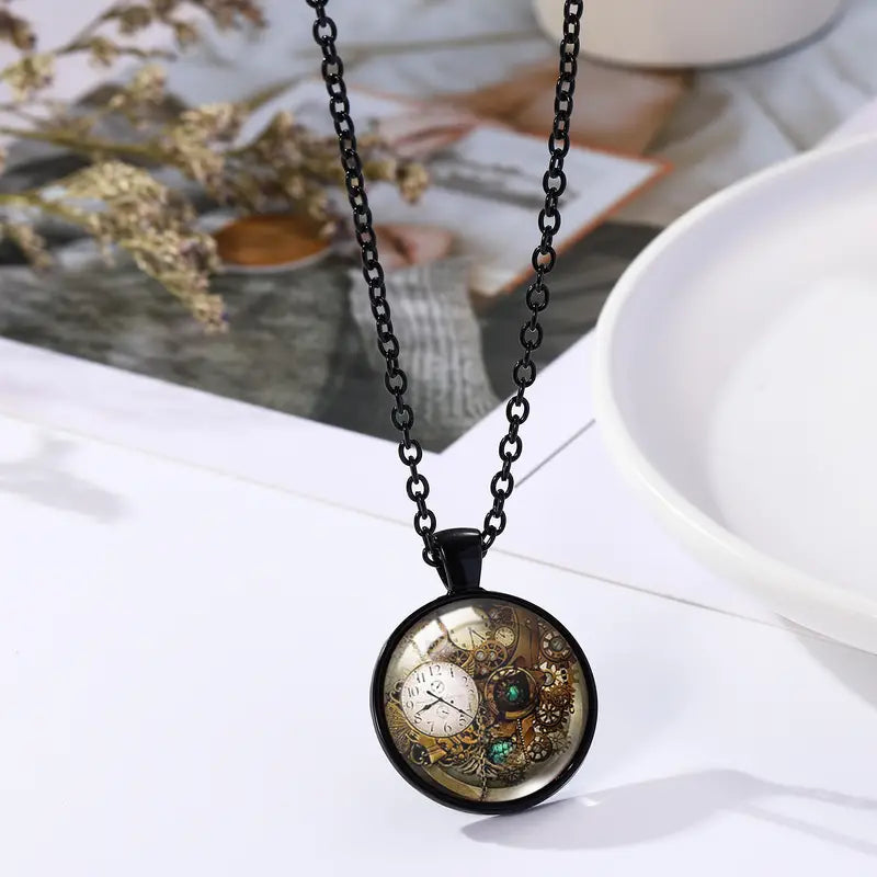 Steampunk Clock & Gears Pendant Curious Things