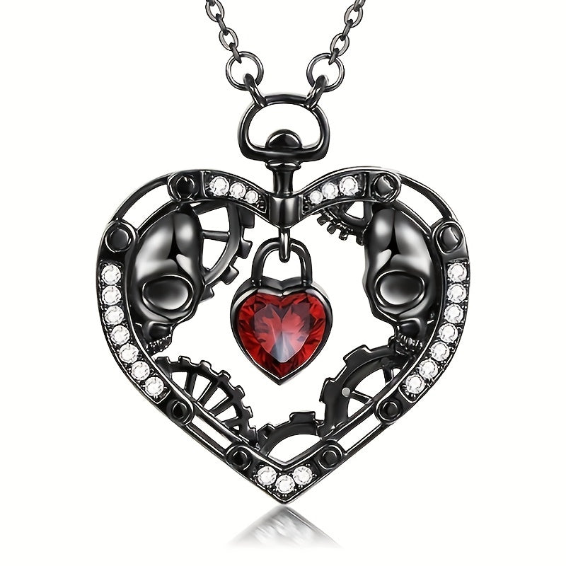 Steampunk Skull Heart Pendant Curious Things