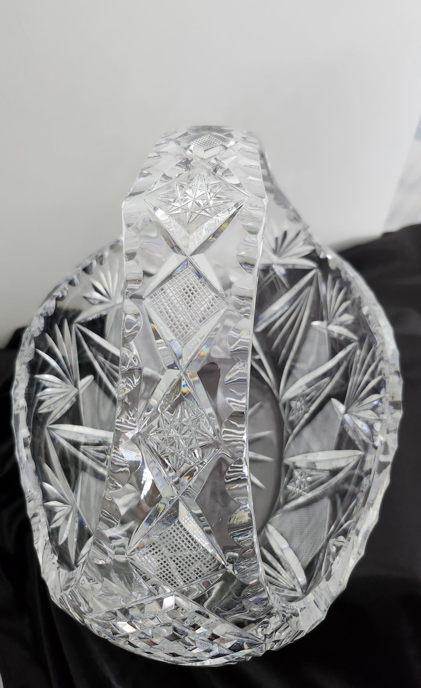 Heavy Diamond Cut Crystal Basket