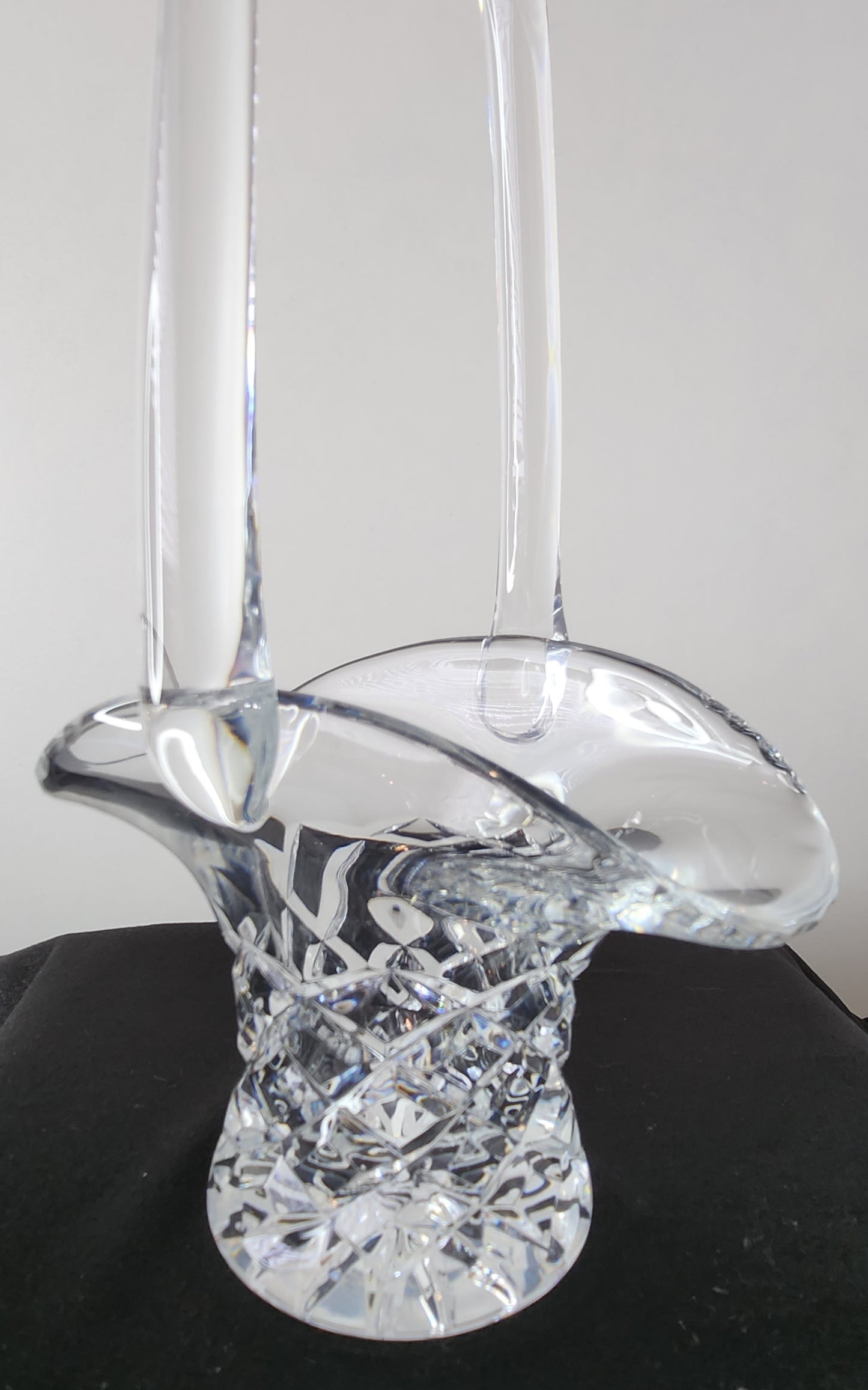 Vintage Diamond Cut Lead Crystal Tilted Basket for Sweets