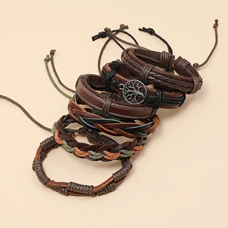 Vintage Adjustable Multilayer Leather Braided Bracelet Curious Things
