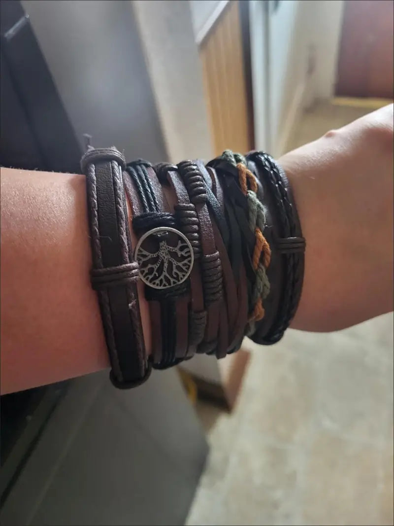 Vintage Adjustable Multilayer Leather Braided Bracelet Curious Things