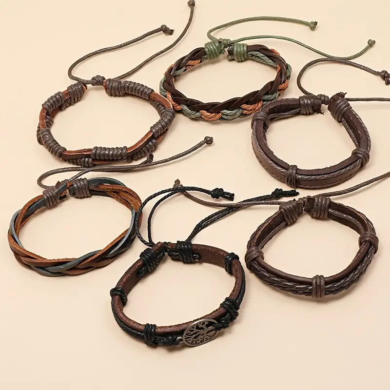Vintage Adjustable Multilayer Leather Braided Bracelet Curious Things