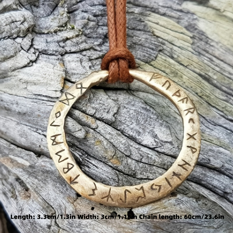 Rustic Pendant With The Elder Futhark Runes Curious Things