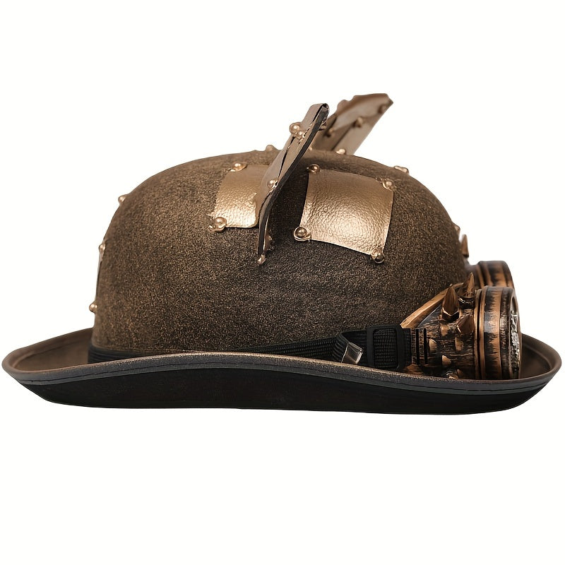 Steampunk Golden Top Hat with Cat Ears & Removable Goggles Curious Things
