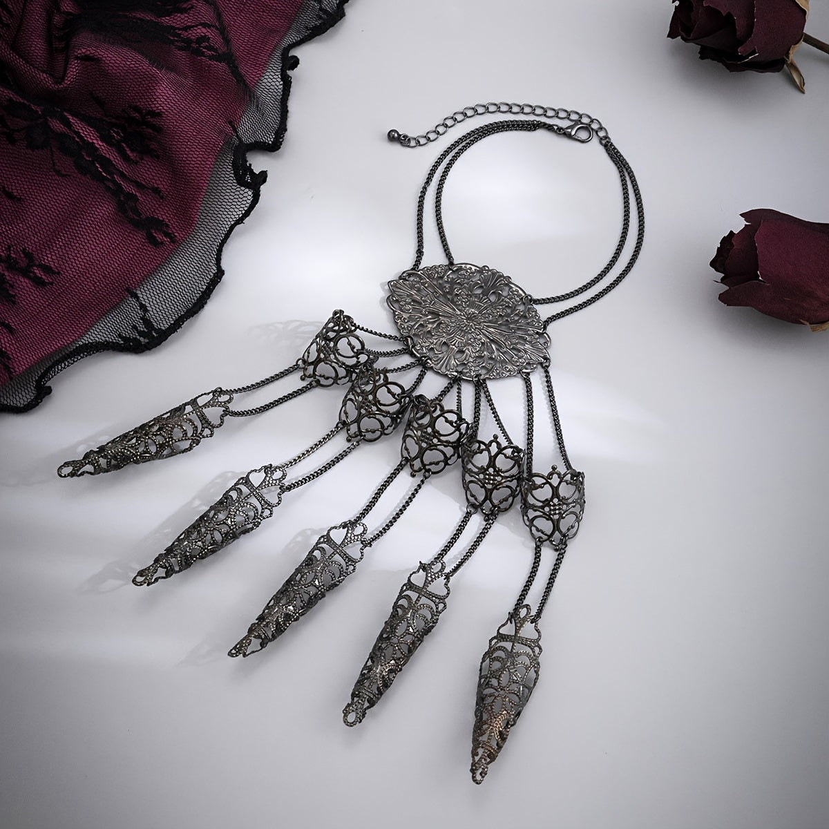Steampunk Finger Chain Bracelet - Gothic Hand Jewellery Curious Things