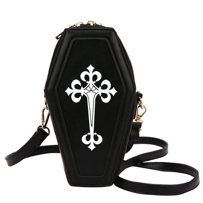 Coffin Shaped Leather Crossbody Bag  Curious Things Black  