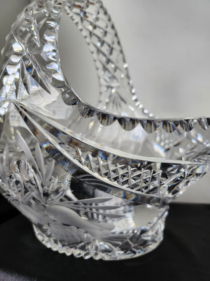 Large Diamond Cut Crystal Basket