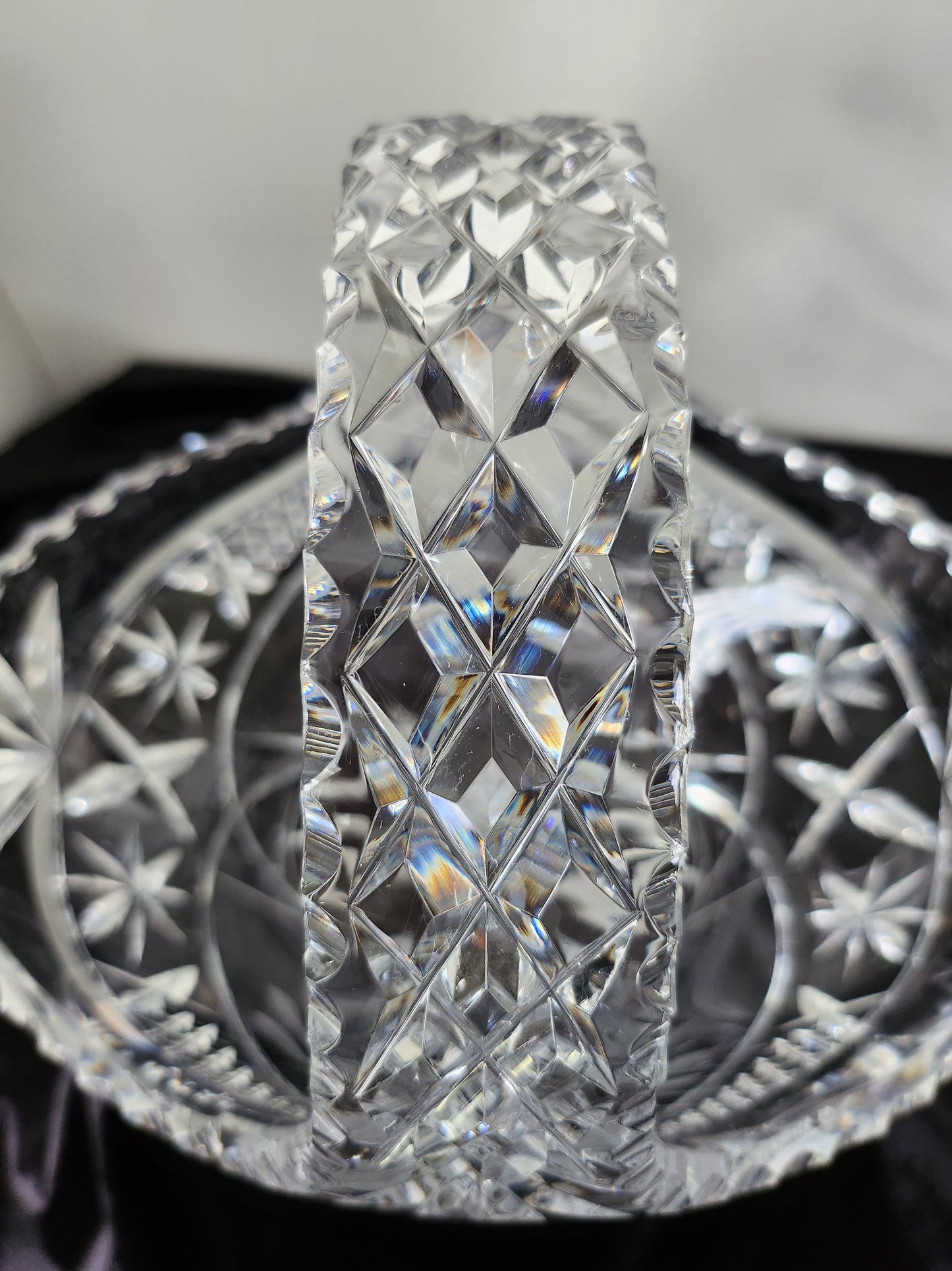 Large Diamond Cut Crystal Basket