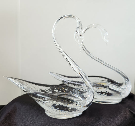 Pair Of Swan Webb Corbet Full Lead Crystal Dishes