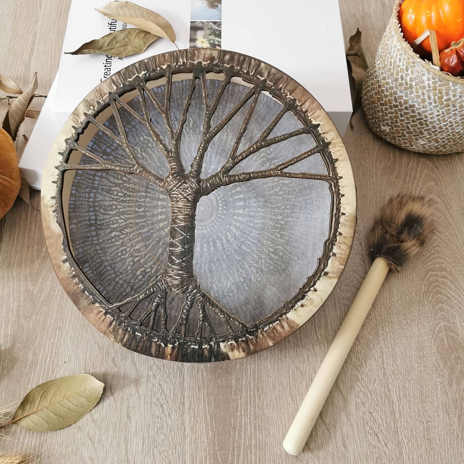 Beautiful Wooden Shaman Drum  Curious Things   