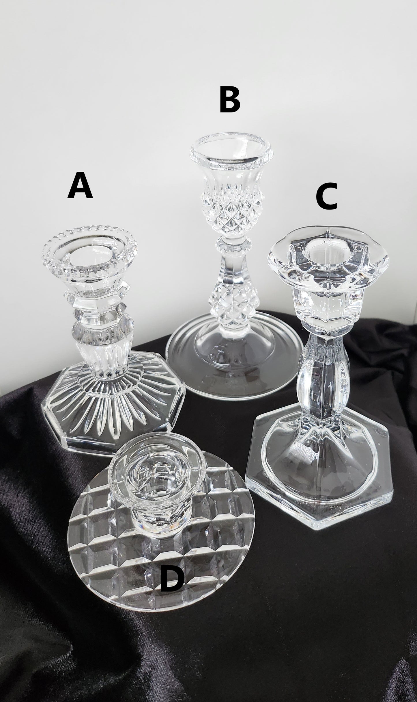 Assorted Crystal Candlestick Holders