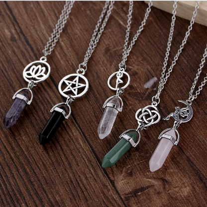 Charmed Hexagon Crystal Pendant Necklaces