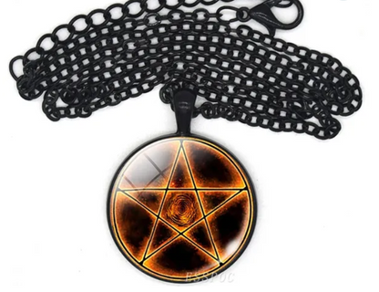 Blue Moon Witch or Fire Pentagram Pendant