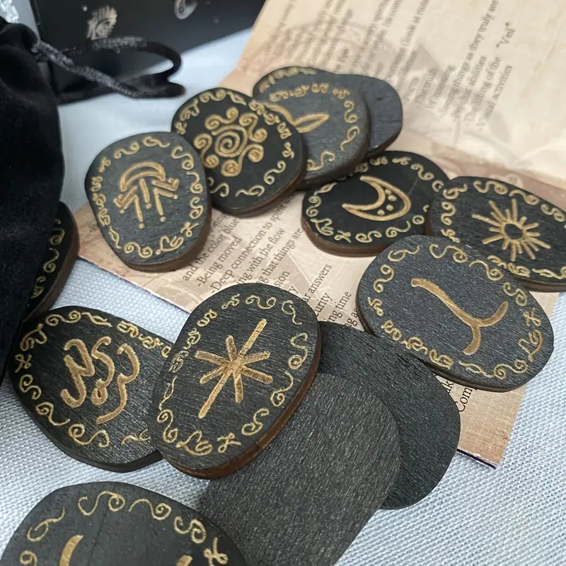 14pc Rune Set - Wood Engraved Runes – Curious Things
