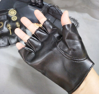 Steampunk Gear PU Punk Gloves - Vintage Gothic Gloves Steampunk Curious Things   